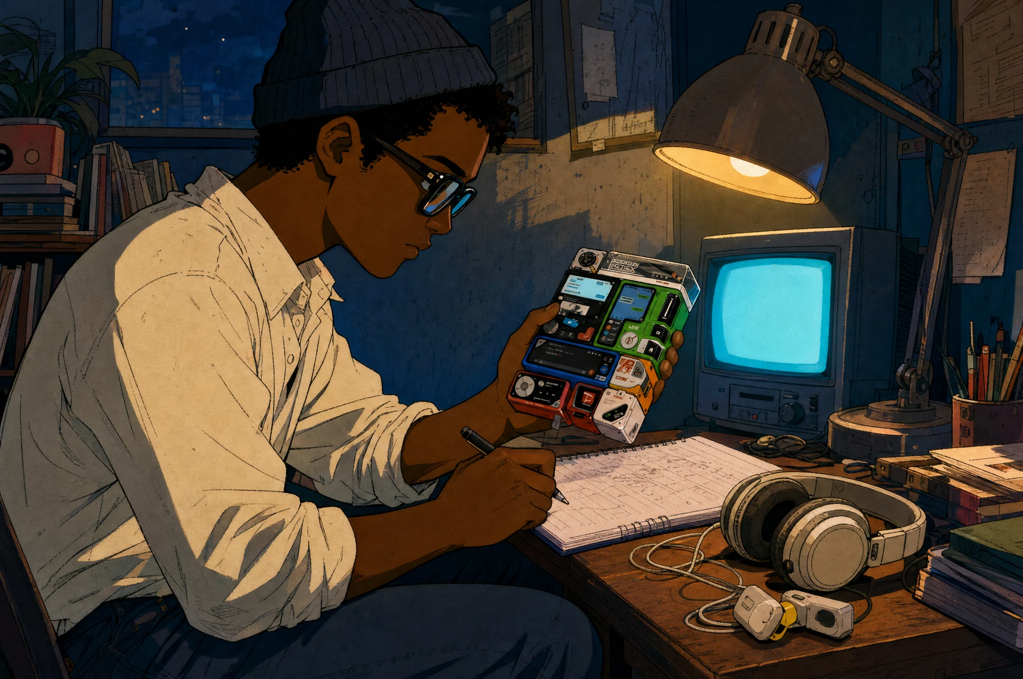 Legible in an illustrated orbital studio